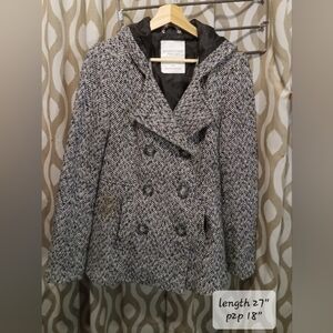 Aeropostale Black and White Pea Coat Classic Design Sz L